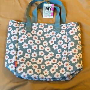 My Tagalongs NWT Flower Pattern Tote Bag - Teal Green and Pink